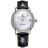 Luxury Rhinestone Silver Waterproof 100M Automatic Watch Women Mechanical Self-winding Watches Woman White Shell Dial Date Clock