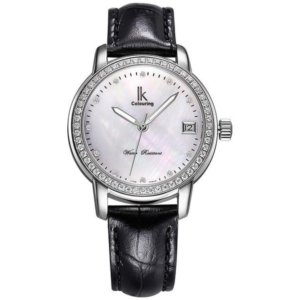 Luxury Rhinestone Silver Waterproof 100M Automatic Watch Women Mechanical Self-winding Watches Woman White Shell Dial Date Clock