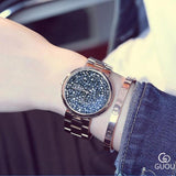 GUOU Top Brand Shiny Diamond Watch Women Watches Rose Gold Women's Watches Ladies Watch Clock saat montre femme relogio feminino