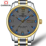 Carnival Luxury Dress Tritium Watch Men Autoatic Mechanical Watches Luminous Stainless Steel Waterproof Clock horloges mannen