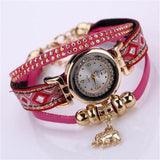 Hot Sale Watch Women Feather Weave Wrap Around Bracelet Watch  Crystal Synthetic Fashion Chain Watch relogio feminino