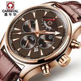 Carnival Business Automatic Mechanical Watches Mens Top Brand Luxury Stainless Steel Watch Men Waterproof Clock erkek kol saati