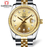 Carnival Classic Automatic Mechanical Watch Diamond Luminous Mens Watches Stainless Steel Waterproof Male Clock reloj hombre
