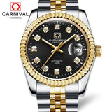 Carnival Classic Automatic Mechanical Watch Diamond Luminous Mens Watches Stainless Steel Waterproof Male Clock reloj hombre