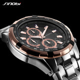 Original Brand Sinobi 9720 Men's Business Chronograph Watches Waterproof Stainless Steel Band Sports Watch Relogio Masculino