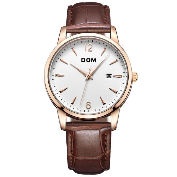 DOM Man watches luxury brand waterproof style quartz leather gold business watch relojes reloj M-3311