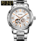 BUREI Business Men Stainless Steel Automatic Mechanical Watch Waterproof Luminous Wristwatches With Premiums Package 5012