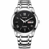 MIGE Mechanical Watches Men Date Calendar Transparent Bottom Cover Synthetic Sapphire Crystal Stainless Steel Bracelets Relogio