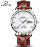 Carnival Fashion Automatic Mechanical Watche Mens Leather Strap Wristwatches Watch Men Sapphire Crystal Clock erkek kol saati