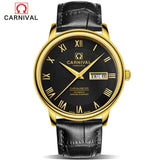 Carnival Fashion Automatic Mechanical Watche Mens Leather Strap Wristwatches Watch Men Sapphire Crystal Clock erkek kol saati