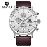BENYAR Fashion Luxury Brand Men's Leather Watch Business Quartz Watch Mens Waterproof Chronograph Watches Relojes Hombre 2017