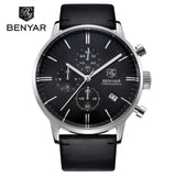 BENYAR Fashion Luxury Brand Men's Leather Watch Business Quartz Watch Mens Waterproof Chronograph Watches Relojes Hombre 2017