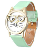 BIG Discount Relogio Feminino Montre femme Cute Glasses Cat Analog Quartz Dial Wrist Ladies Watches Women Gift Fashion Brand