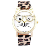 BIG Discount Relogio Feminino Montre femme Cute Glasses Cat Analog Quartz Dial Wrist Ladies Watches Women Gift Fashion Brand