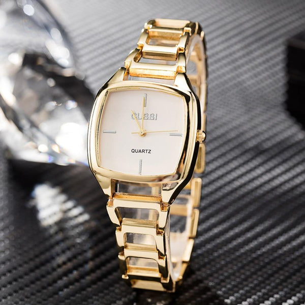 Cussi Fashion Square Watch Dial Women's Bracelet Smart Quartz-Watches High Quality Plated Gold Band Ladies Hours Hot sale