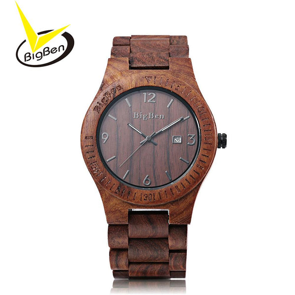 2018 BigBen Bewell Luxury Brand Wood Watch Men Analog Natural Quartz Movement Date Male Wristwatches Clock Relogio Masculino