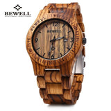 2018 BigBen Bewell Luxury Brand Wood Watch Men Analog Natural Quartz Movement Date Male Wristwatches Clock Relogio Masculino
