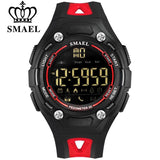SMAEL Brand Men Black Red Bluetooth Smart Watch Man Sport Electronic Pedometer with Wristwatches 50M Waterproof LED Men's Clock