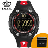 SMAEL Brand Men Black Red Bluetooth Smart Watch Man Sport Electronic Pedometer with Wristwatches 50M Waterproof LED Men's Clock