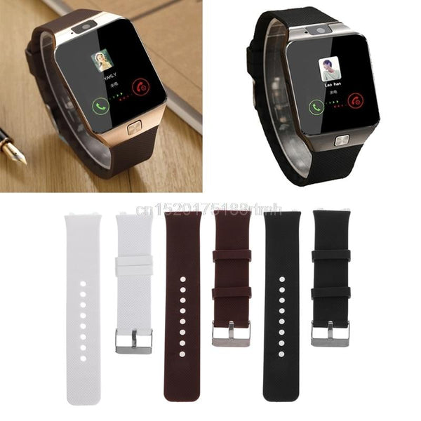 Silicone Wrist Band Strap Metal Buckle Bracelet Replacement For DZ09 Smart Watch