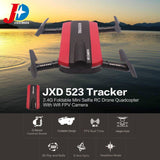 JINXINGDA 523 Tracker 2.4G Foldable Mini Selfie RC Drone Quadcopter With Wifi FPV Camera Altitude Hold G-sensor VS JJRC H37