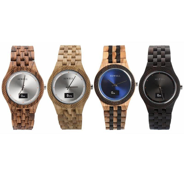 2018 Men Wooden Watches Waterproof Electronic Smart Watches New Special Wood and Metal Design Luxury Clock Wristwatches