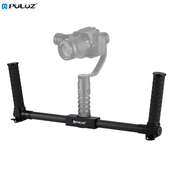 PULUZ Lightweight Carbon Fiber Metal Stabilizer Dual Handheld Grip Bracket Gimbal Stabilizer for DSLR Camera Bracket