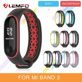 LEMFO Smart Accessories For Xiaomi Mi Band 3 Strap Replacement Waterproof Anti-Lost Double Color Silicone Bracelet For Men Women