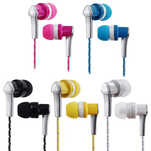 3.5mm Wired Headphone In-Ear Headset Stereo Music Smart Phone Tablet PC Earpiece Earphone Cable Pink