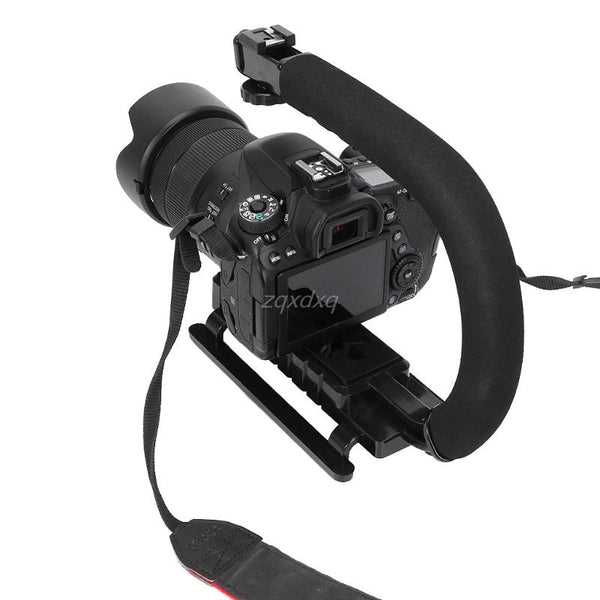 C Grip Triple Video Action Stabilizer Handle Rig For iPhone 8 X Gopro Canon Sony AUG_22 Dropship