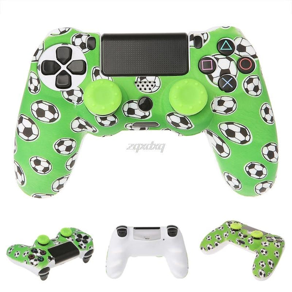 Football Pattern Silicone Gamepad Cover Case + 2 Joystick Cap For PS4 Controller AUG_22 Dropship
