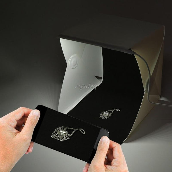 Portable Folding Lightbox Photography Backdrop LED Softbox for iPhone Camera New AUG_26 Dropship