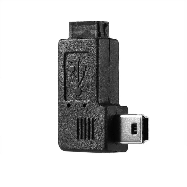 Black Mini 5 Pin Male to USB Micro 5 Pin Female 90 Degree Angle Adapter Converter