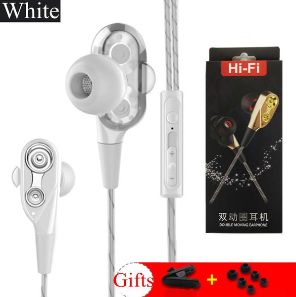 Portable HiFi In-ear Double Moving Circle Earphone  with Line Control