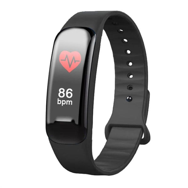 C1 Plus Fashion Health Monitor Fitness Bracelet Tracker Bluetooth Smart Sports Watch (Black)