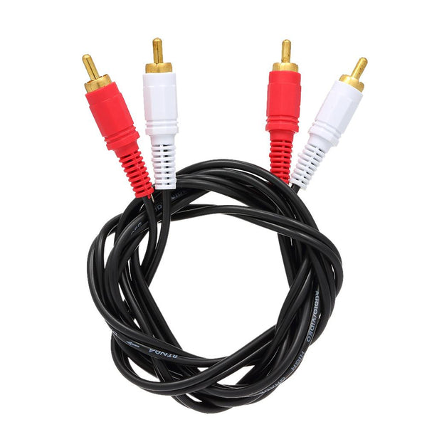 1.5 Meter Gold Plated RCA Audio Cable 2 RCA Male to 2 RCA Male AV Cable for DVD TV CD Sound Amplifier Black