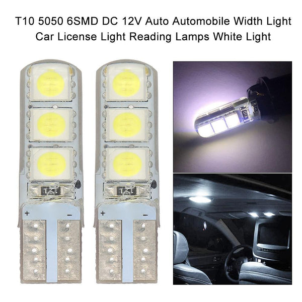 T10 5050 6SMD DC 12V Auto Automobile Width Light Car License Light Reading Lamps White Light 2PCS