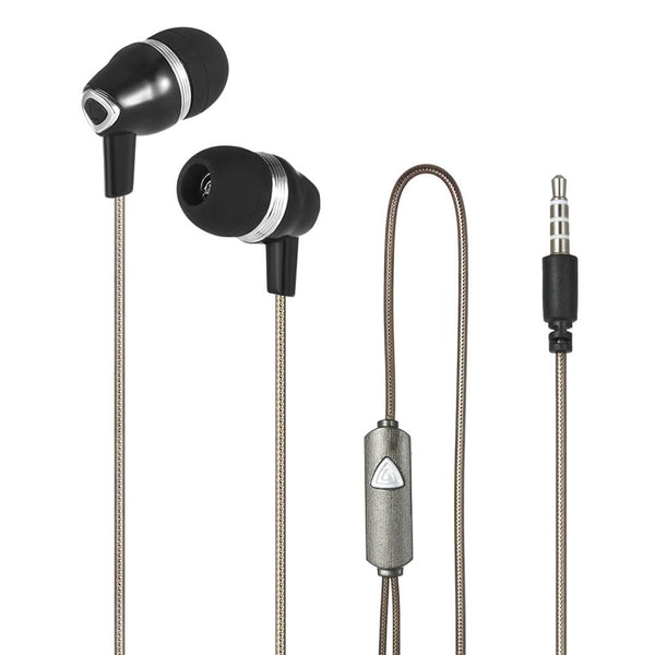 3.5mm Wired Headphones In-Ear Stereo Music Headsets Line Control Earphone Hands-free with Microphone Black for 3.5mm Audio Devices