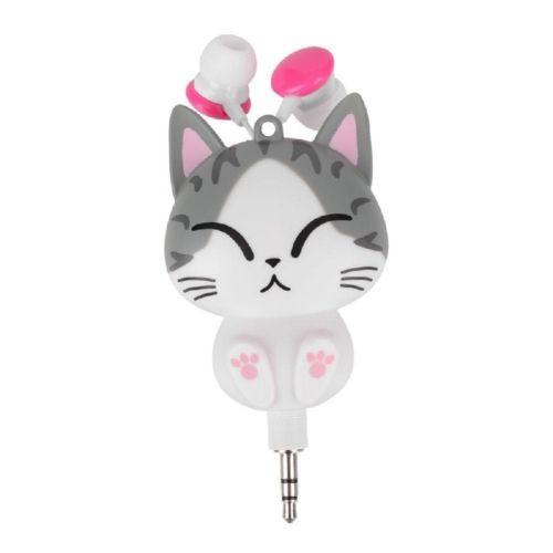1pcs Cute Cartoon Cat Panda Wired Retractable In Ear Headset MP3 Earphones Headphones Earbuds
