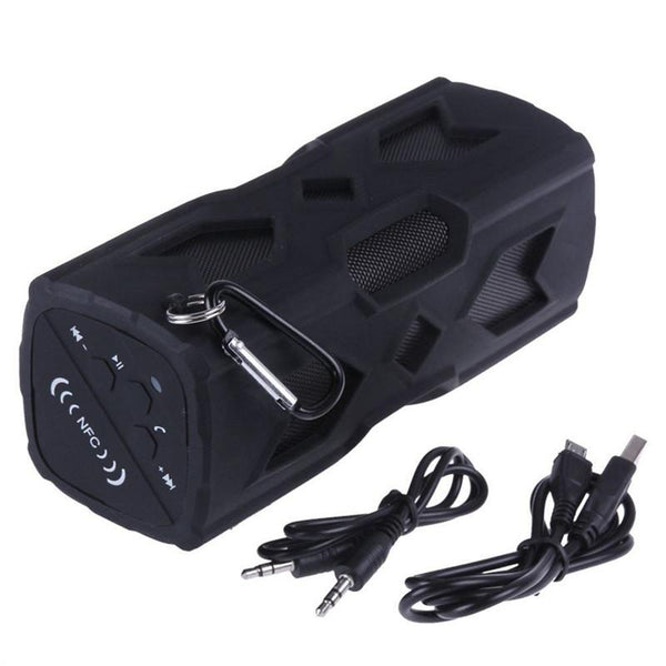 Portable NFC Boombox Wireless Bluetooth 4.0 Speaker Ultra Bass Outdoor Waterproof Shockproof Power Bank Function (Black)