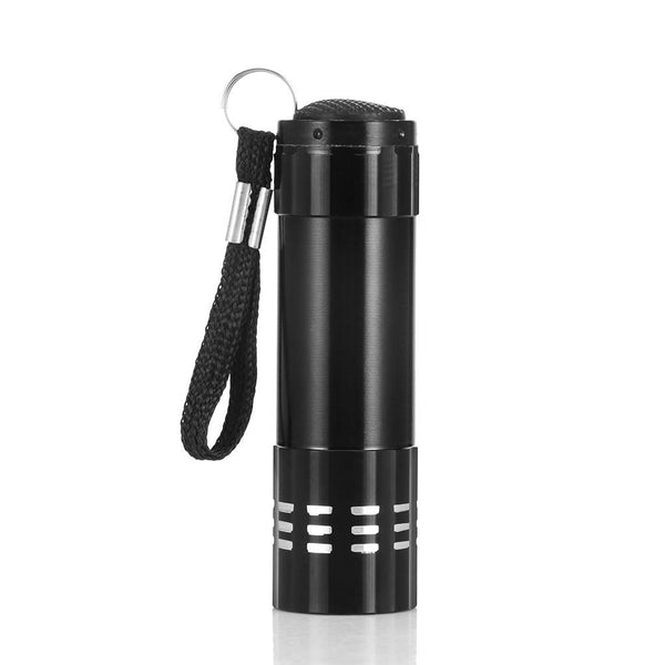 Multifunction Mini Aluminum UV Ultra Violet 9 LED Flashlight Torch Light Lamp with Rope