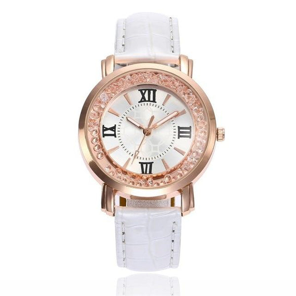 MINHIN Women Smart Watches Ladies Casual Dress Leather Quartz Wrist Watch Quicksand Jewelry Roman Numerals Rose Gold Watch