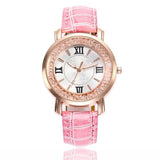 MINHIN Women Smart Watches Ladies Casual Dress Leather Quartz Wrist Watch Quicksand Jewelry Roman Numerals Rose Gold Watch