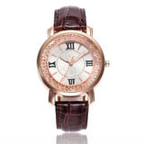 MINHIN Women Smart Watches Ladies Casual Dress Leather Quartz Wrist Watch Quicksand Jewelry Roman Numerals Rose Gold Watch