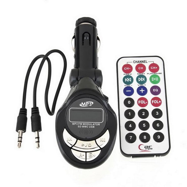 New High Quality Fashion Black Car MP3 Player FM Transmitter USB Pen Drive For iPod For MMC Slot Card