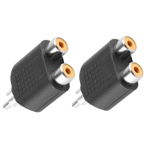 2Pcs RCA Y Splitter AV Audio Video Plug Converter 1 Male to 2 Female Cable Adapters Connectors High Quality Adapter