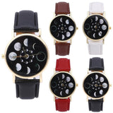 Eclipse Stylish Fashion Women Phase Moon Lunar Watch Change Bracelet Design Clock Leather Quartz Wrist Watch relogio masculino