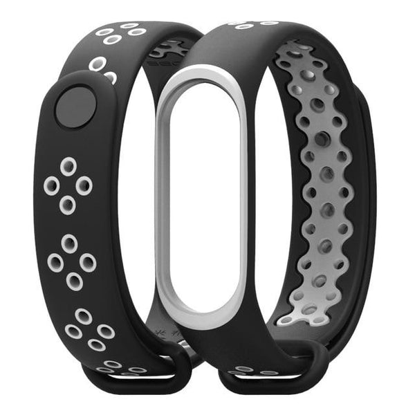 LEMFO Smart Accessories For Xiaomi Mi Band 3 Strap Replacement Soft Waterproof Anti-Lost Double Color Silicone Fitness Bracelet
