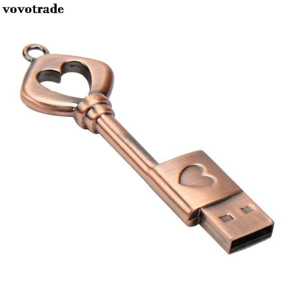 vovotrade USB Pen Drive Metal Pure Copper Heart Key USB Flash Drive USB Key Genuine 8GB PEN Super Mini Tiny flash drive cle stic