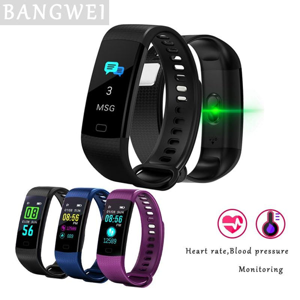 BANGWEI Smart Wristband Mens Blood Pressure Heart Rate Monitor Fitness Smart Watch Bracelet Sleep detection Information Tips+BOX